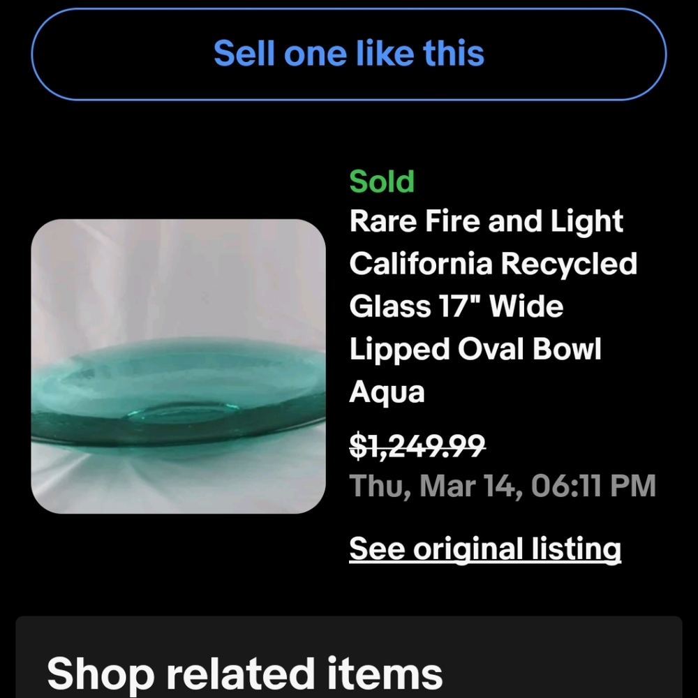 Fire and light recycle glass oval cobalt blue bowl